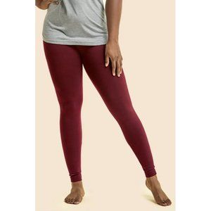 SOFRAS Leggings Ribbed Waistband Full Length ONE SIZE WINE
